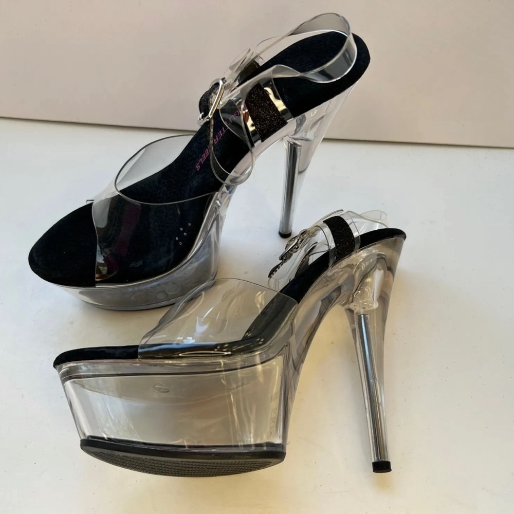 Glitter Heels 6" High Stiletto Clear Platform
Stripper Pole Dance Shoes NEW